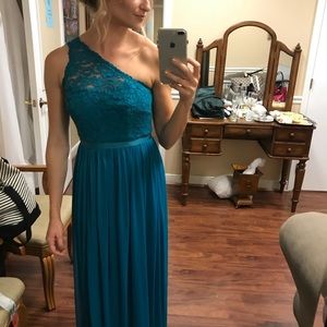 One shoulder floor length gown